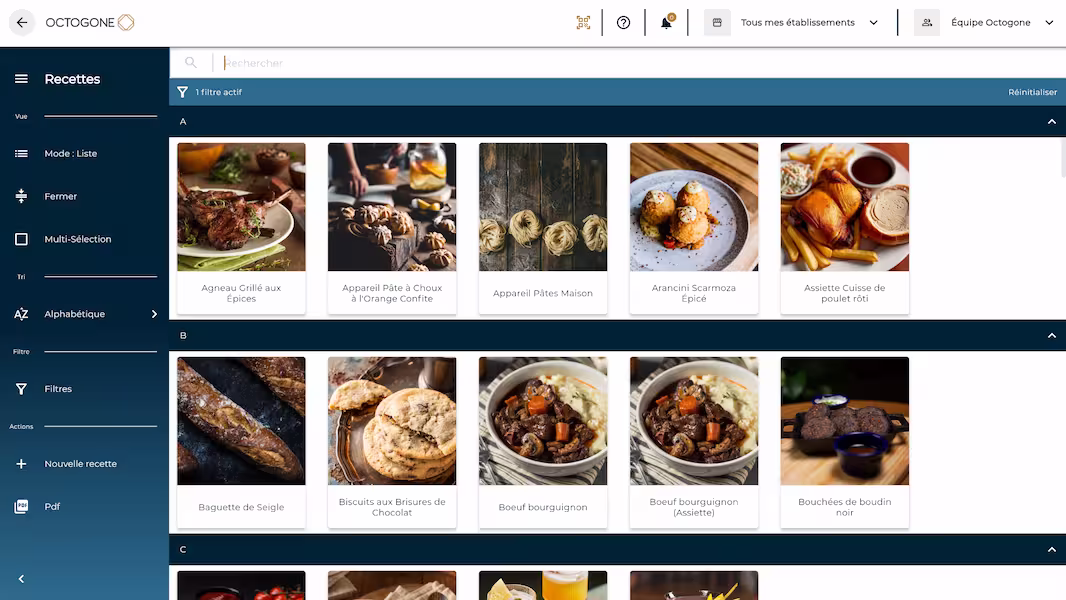 Catalogue centralisé de recettes